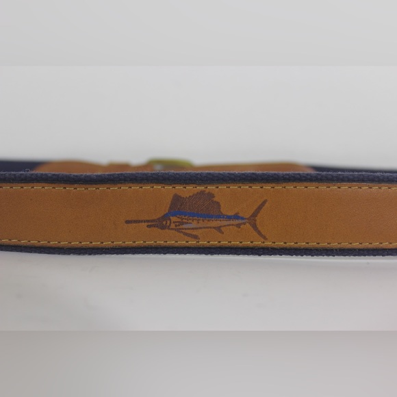 Men’s Leather and Webbing Fisshing Belt with Brass Buckle Swordfish, Fisherman - Picture 6 of 8